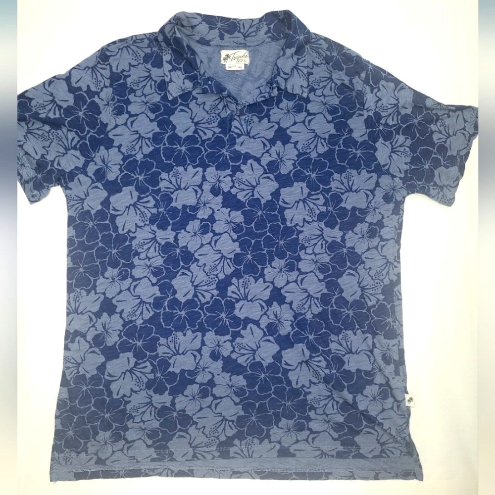 Trunks Hawaiian Floral Polo Shirt Men's Size Large‎